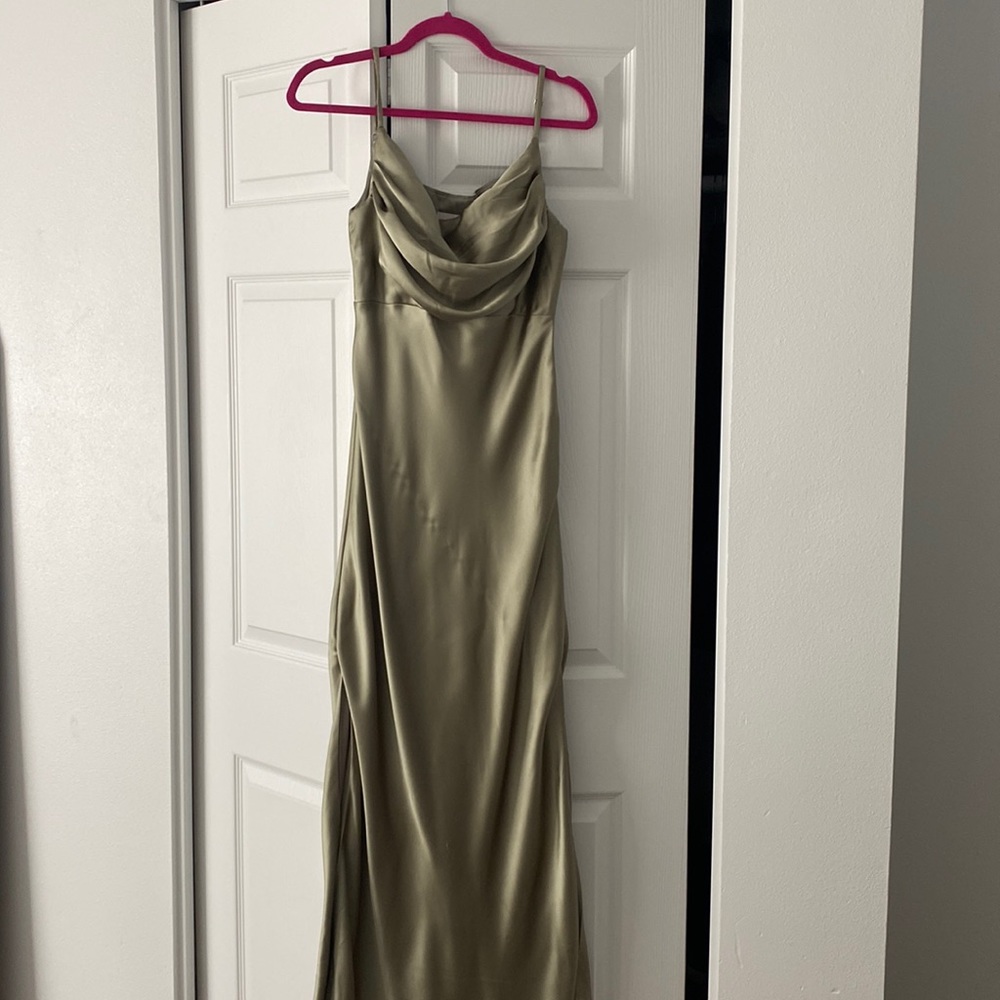 REVELRY SKYE SATIN BRIDESMAIDS DRESS *SILVER SAGE*